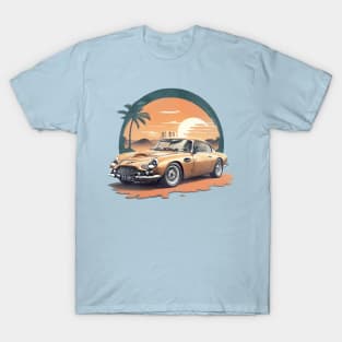 Vintage Summer Aston Martin DB3 Beach Sunset sports car T-Shirt